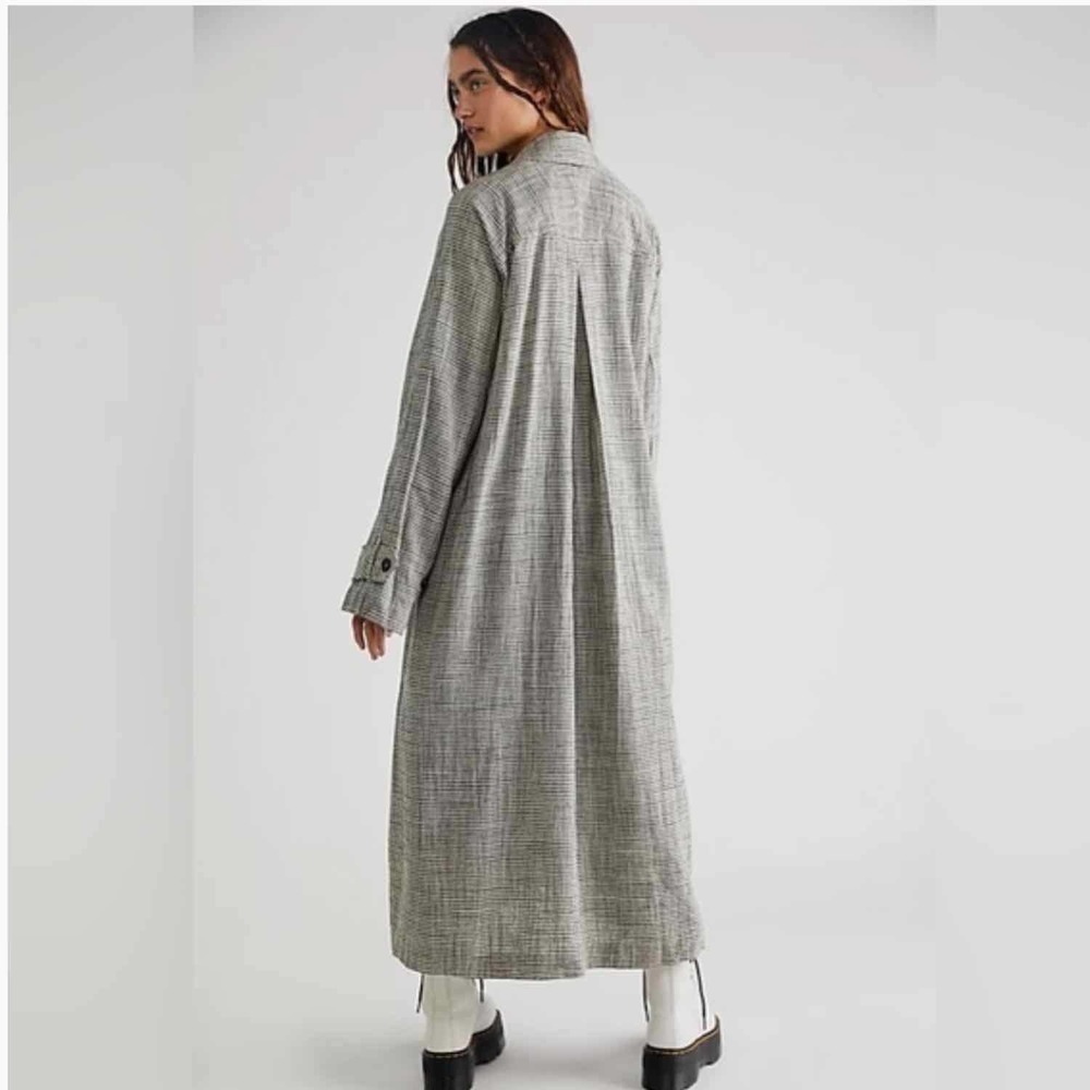 Free People WE THE FREE Liberty Duster Plaid Wool Blend Coat Size Small - Picture 4 of 14